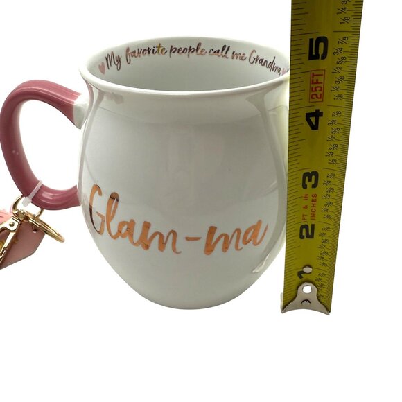 Prima Design Glam-ma Mug w/ Tassel Keychain Tag Pink Handle Grandma Quote - Picture 9 of 10